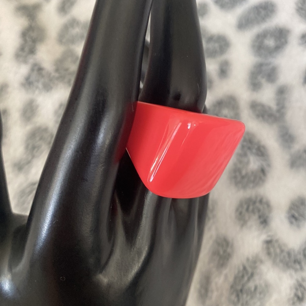 Peachy Orange Acrylic Large Statement Ring - image 2